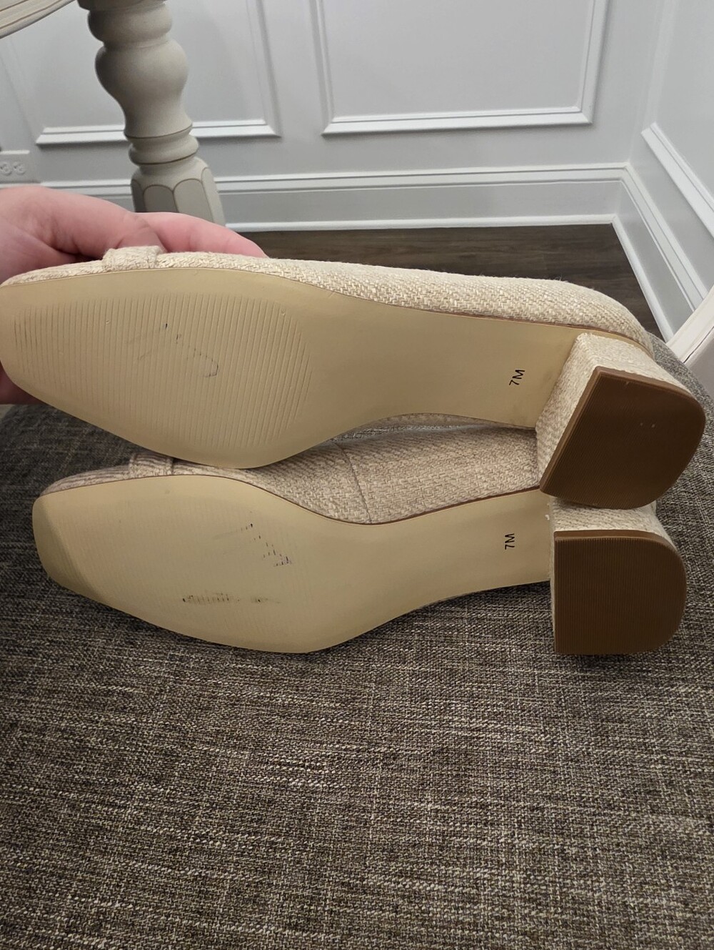 Talbots Bamboo Buckle Linen/Tweed Block Heels Size 7 - Picture 6 of 6
